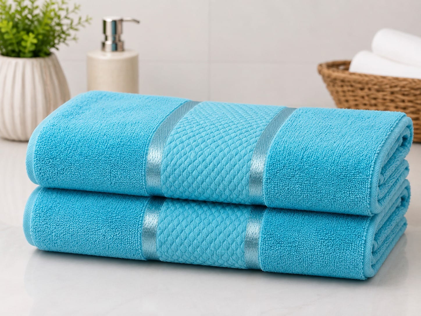 Set 2 prosoape baie, bumbac 100%, dimensiune 70x130cm colorate Cotton Turquoise