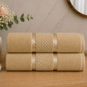 Set 2 prosoape baie, bumbac 100%, dimensiune 70x130cm colorate Cotton Beige