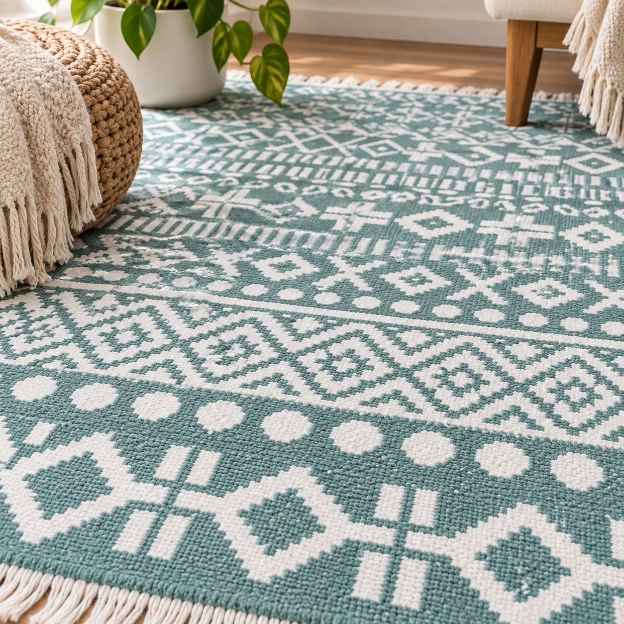 Covor traditional, tesut,cu doua fete, dimensiunea 80x200cm Aqua Cozy3 - imagine 2