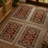 set 4 Covoare traditionale tesute, cu doua fete, dimensiunea 60x90cm, Rosu, model HORA