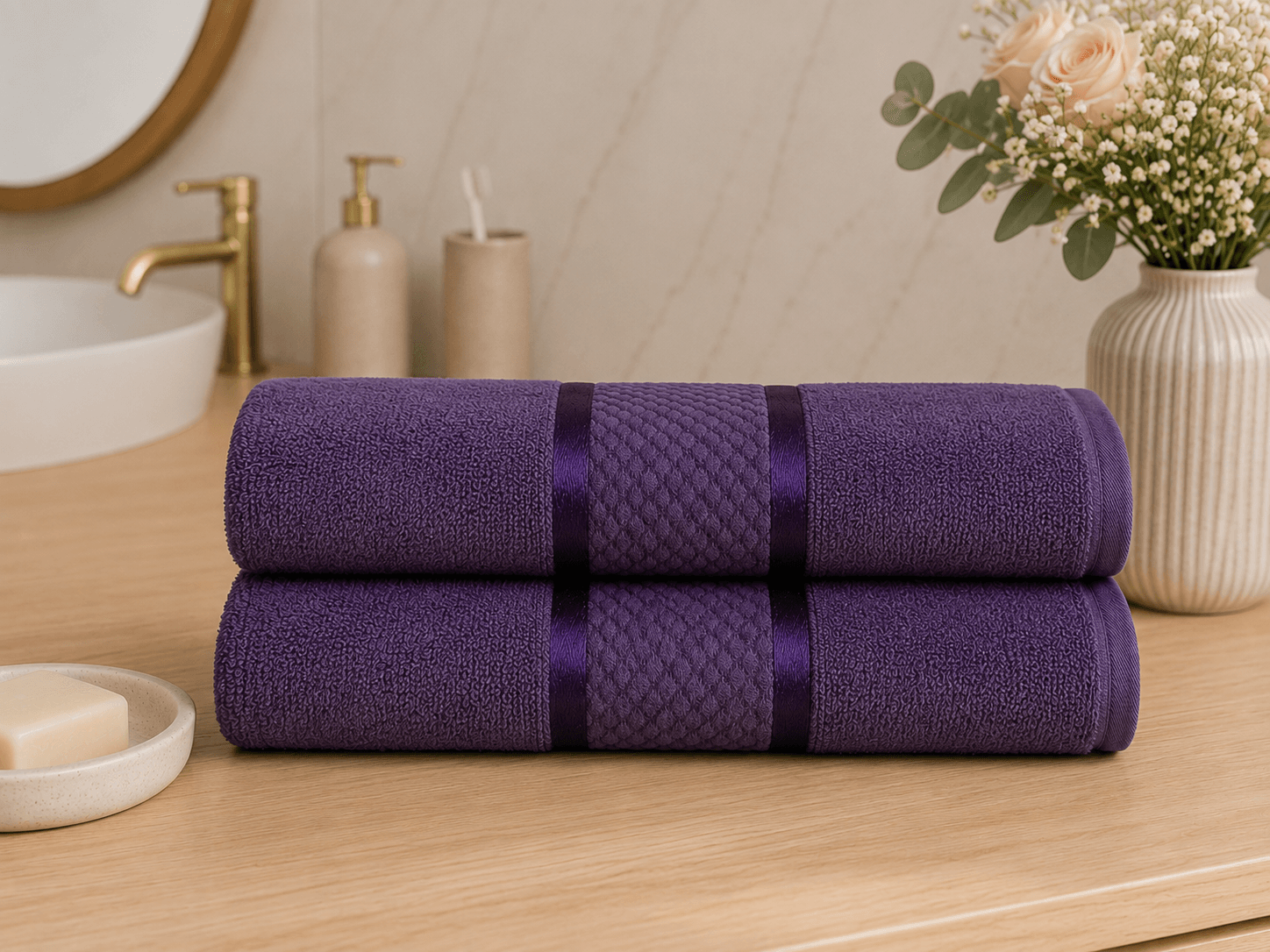 Set 2 prosoape baie, bumbac 100%, dimensiune 70x130cm colorate Cotton Indigo
