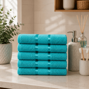 Set 5 prosoape baie, bumbac 100%, dimensiune 60x90cm colorate Cotton Turquoise