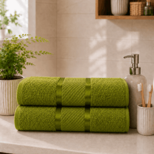 Set 2 prosoape baie, bumbac 100%, dimensiune 70x130cm colorate Cotton Olive Green