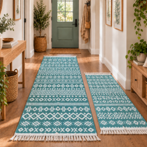 1+1 Covoare tesute,cu doua fete, dimensiunea 80x200+60X90cm aqua cozy3