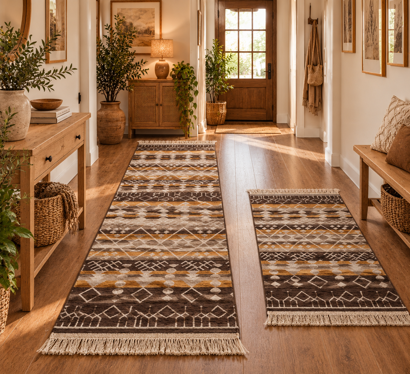 1+1 Covoare tesute,cu doua fete, dimensiunea 80x200+60X90cm Terra cozy2 - imagine 2