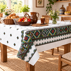Fata de masa din bumbac, cu motive traditionale 150x160 cm cod062