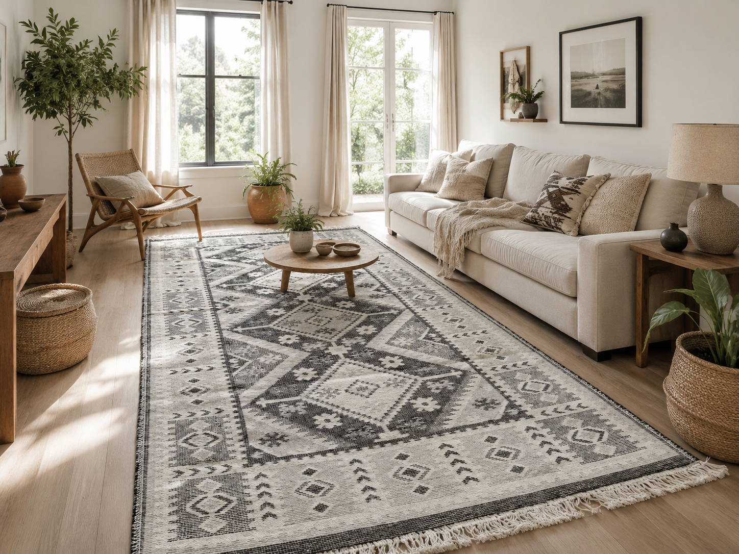 Covor traditional, dimensiunea 120x180cm negru GRI floral