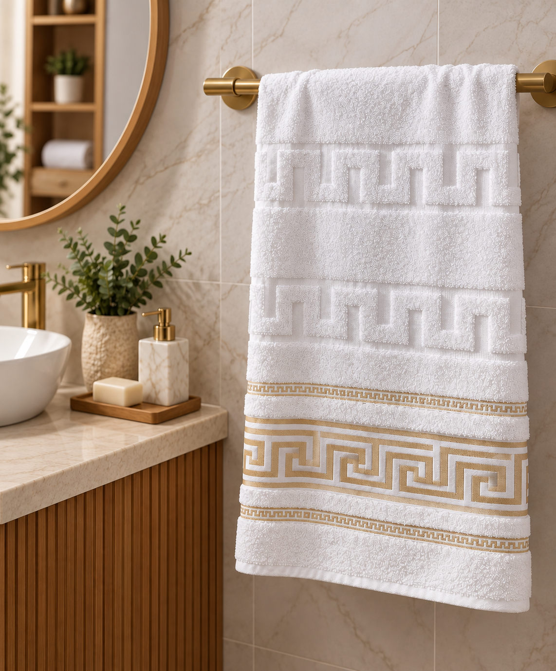 Set 2 Prosoape baie,ALBE, bumbac 100%, dimensiune 70x140cm +50x90cm Golden Line - imagine 2