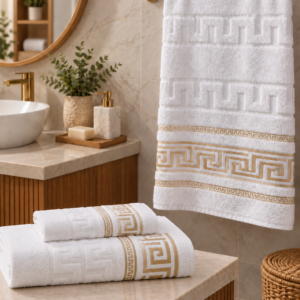 Set 2 Prosoape baie,ALBE, bumbac 100%, dimensiune 70x140cm +50x90cm Golden Line