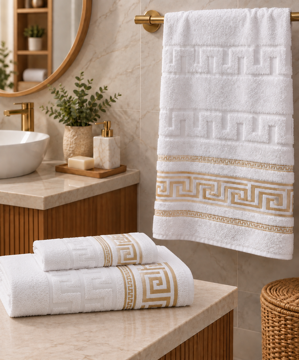 Set 2 Prosoape baie,ALBE, bumbac 100%, dimensiune 70x140cm +50x90cm Golden Line