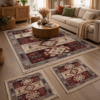 Set 3 Covoare traditionale dimensiunea 140x210cm+2 buc 60x90cm, rosu si crem, model Spic de Grau