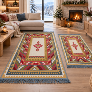 1+1 Set Covoare tesute, cu doua fete, dimensiunea 60x90cm +80x200cm H&H506