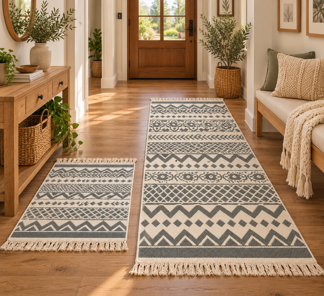1+1 Covoare traditionale, cu doua fete, dimensiunea 80x200cm+60x90cm COTON01AC