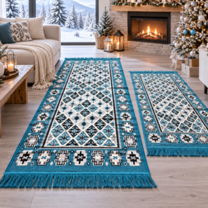 1+1 Set Covoare tesute, cu doua fete, dimensiunea 60x90cm+80x200cm H&H303