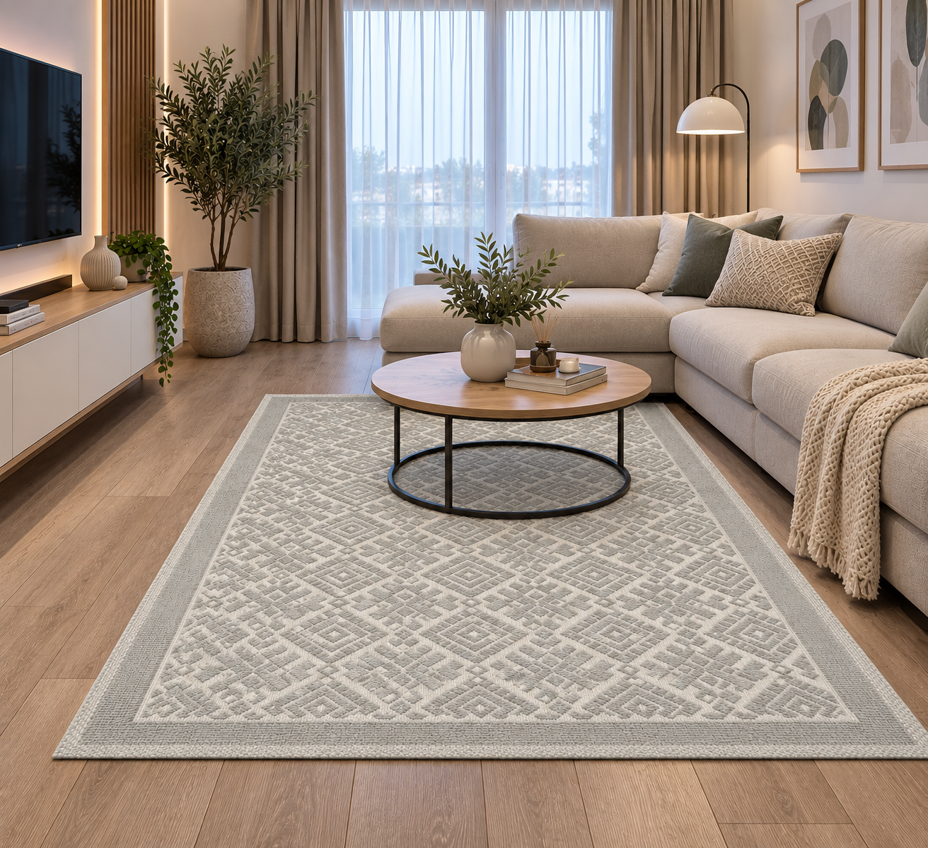 Covor tesut bumbac, dimensiunea 120x180cm gri, cod CB230