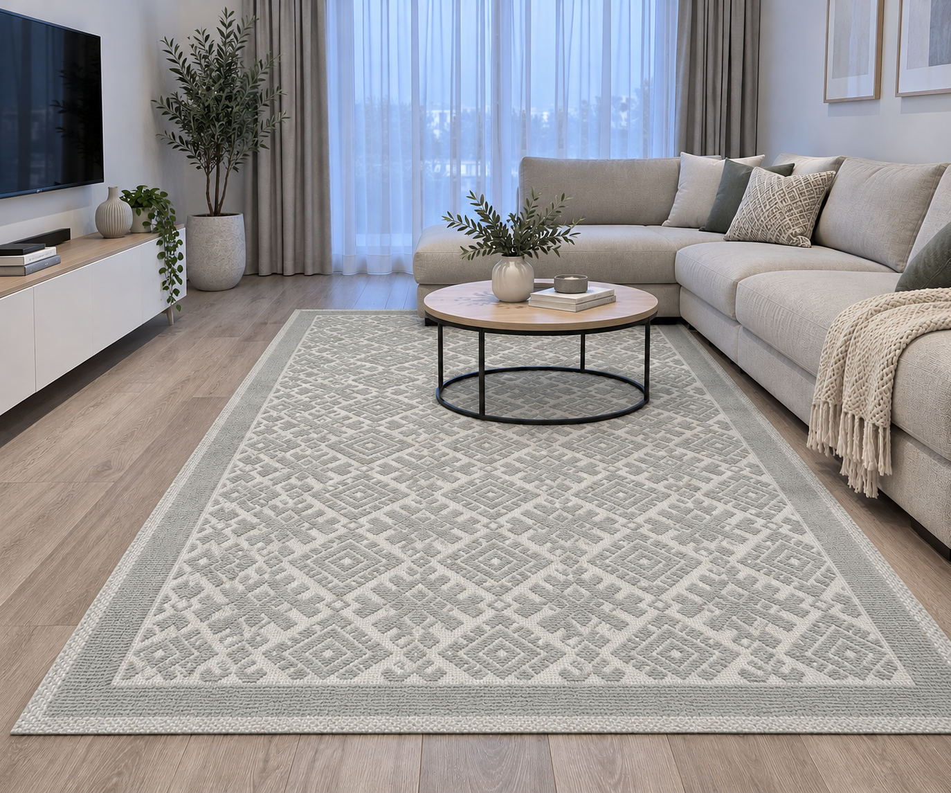 Covor tesut bumbac, dimensiunea 160x230cm gri, cod CB230
