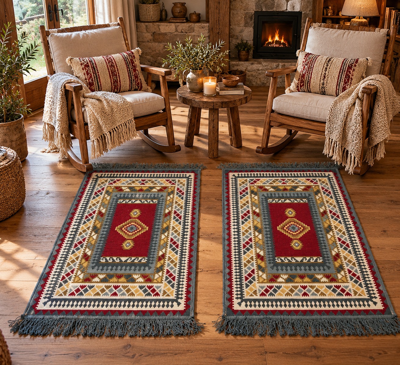 1+1 Covoare tesute, cu doua fete, dimensiunea 60x90cm H&H022