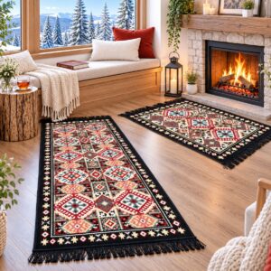 1+1 Set Covoare tesute, cu doua fete, dimensiunea 60x90cm+80x200cm H&H404 LGM